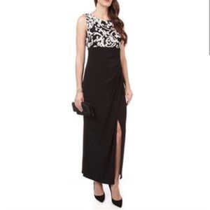 Connected Apparel Embroidered Faux-Wrap Maxi Dress